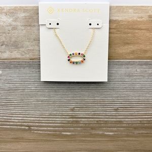 Kendra Scott Elisa Gold Open Frame Pendant Necklace in Multi Crystal